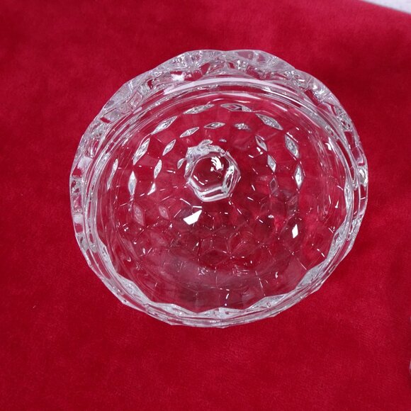 Vintage Fostoria Cubist Glass Compote Candy Dish & Lid American Pedestal 7" - Picture 10 of 10